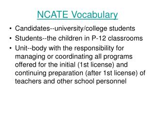 NCATE Vocabulary