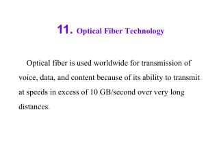 11. Optical Fiber Technology