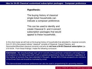Idea for 04-05 Classical customized subscription packages: Composer preference