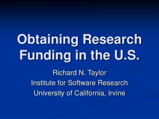 Obtaining Research Funding in the U.S.