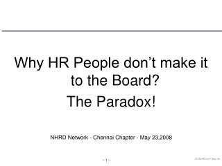 Why HR People don’t make it to the Board? The Paradox!