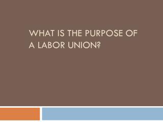 What is the purpose of a labor union?