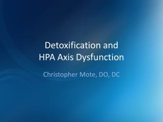 Detoxification and HPA Axis Dysfunction