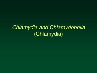 Chlamydia and Chlamydophila (Chlamydia)