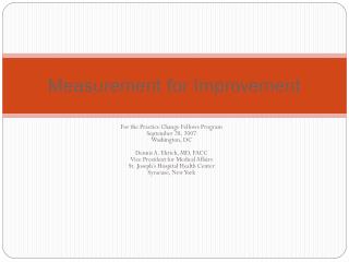 Measurement for Improvement