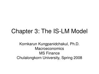 Chapter 3: The IS-LM Model