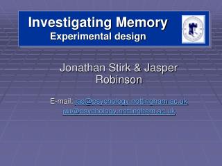 Investigating Memory Experimental design