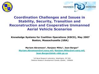 Knowledge Systems for Coalition Operations (KSCO), May 2007 Boston, Massachusetts (USA)