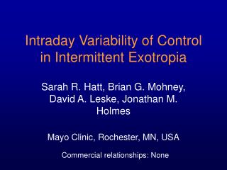 Intraday Variability of Control in Intermittent Exotropia