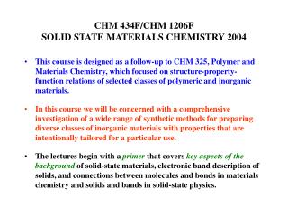 CHM 434F/CHM 1206F SOLID STATE MATERIALS CHEMISTRY 2004