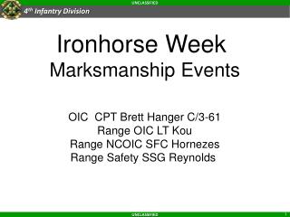 Ironhorse Week Marksmanship Events OIC CPT Brett Hanger C/3-61 Range OIC LT Kou
