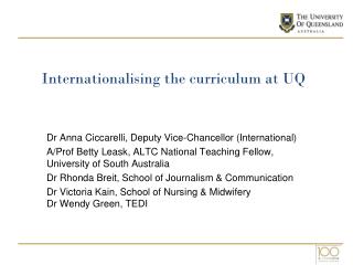 Internationalising the curriculum at UQ