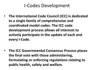I-Codes Development