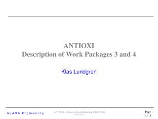 ANTIOXI Description of Work Packages 3 and 4