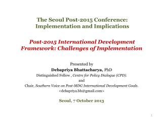 The Seoul Post-2015 Conference: Implementation and Implications