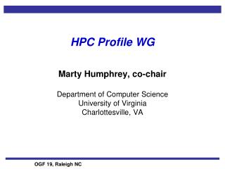 HPC Profile WG