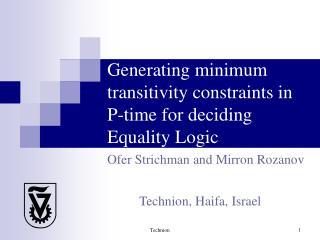 Generating minimum transitivity constraints in P-time for deciding Equality Logic