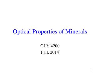 Optical Properties of Minerals