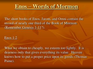 Enos – Words of Mormon
