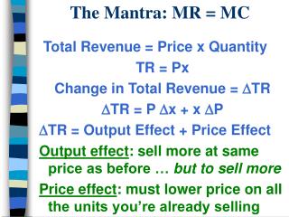 The Mantra: MR = MC