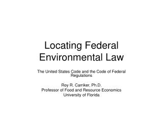 Locating Federal Environmental Law