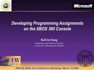 Developing Programming Assignments on the XBOX 360 Console