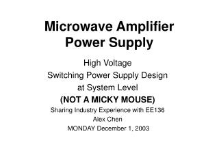 Microwave Amplifier Power Supply