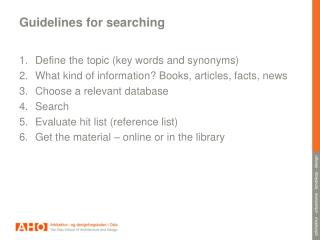 Guidelines for searching