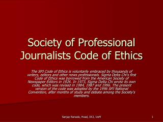 Society of Professional Journalists Code of Ethics