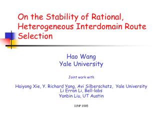 On the Stability of Rational, Heterogeneous Interdomain Route Selection