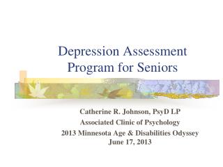 Depression Assessment Program for Seniors