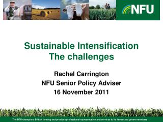 Sustainable Intensification The challenges