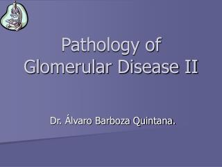 Pathology of Glomerular Disease II