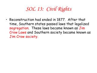 SOL 13: Civil Rights