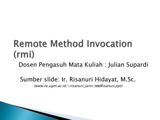 Remote Method Invocation (rmi)