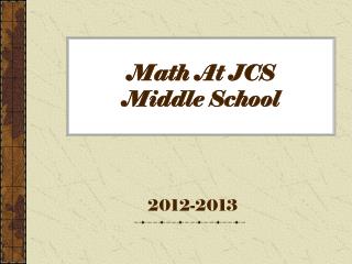 Math At JCS Middle School