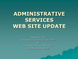 ADMINISTRATIVE SERVICES WEB SITE UPDATE