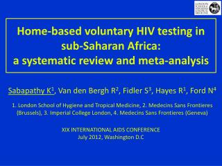 Home-based voluntary HIV testing in sub-Saharan Africa: a systematic review and meta-analysis
