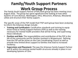 Family/Youth Support Partners Work Group Process