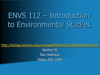 ENVS 112 – Introduction to Environmental Studies