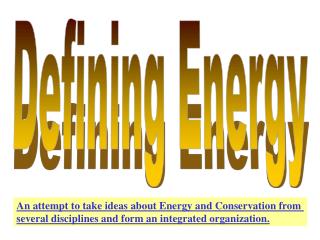 Defining Energy