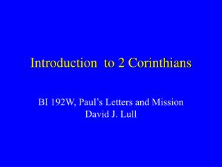 Introduction to 2 Corinthians