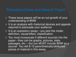 Persuasive Essay and Speech P roject