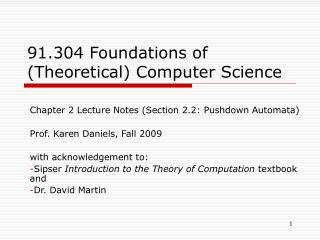 91.304 Foundations of (Theoretical) Computer Science