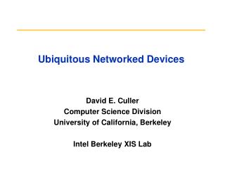 Ubiquitous Networked Devices