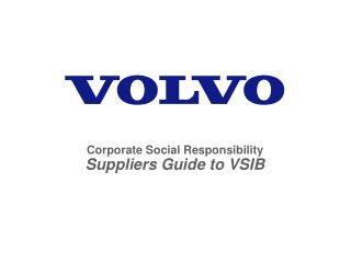 Corporate Social Responsibility Suppliers Guide to VSIB