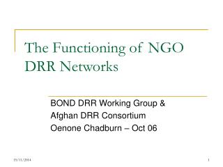The Functioning of NGO DRR Networks