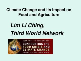 Climate Change and its Impact on Food and Agriculture