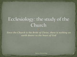 Ecclesiology: the study of the Church