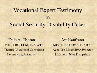 Vocational Expert Testimony in Social Security Disability Cases